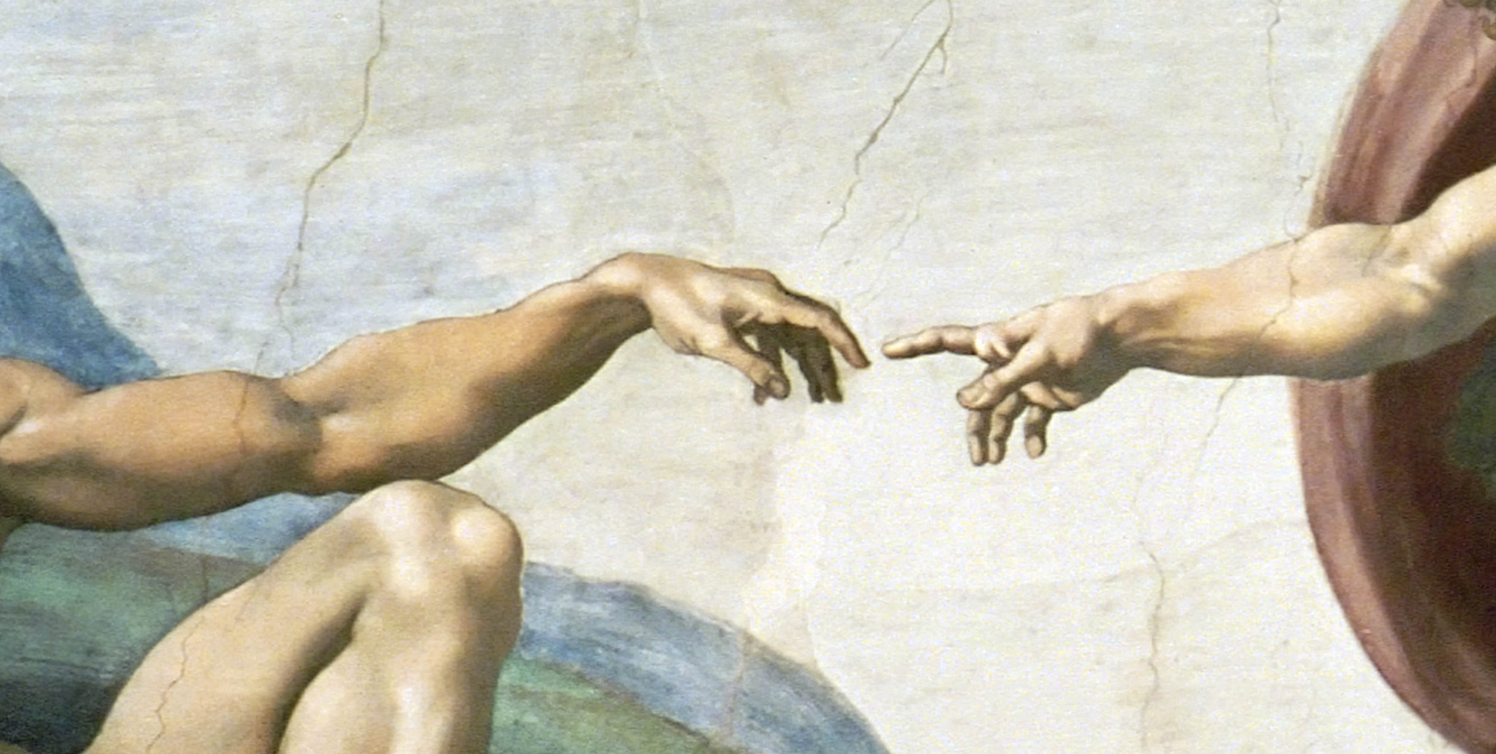 Человек соприкасается с искусством с самого рождения. Микеланджело Сотворение Адама. Сотворение Адама картина Микеланджело. Микеланджело Буонарроти, «Сотворение Адама» (1511-1512).