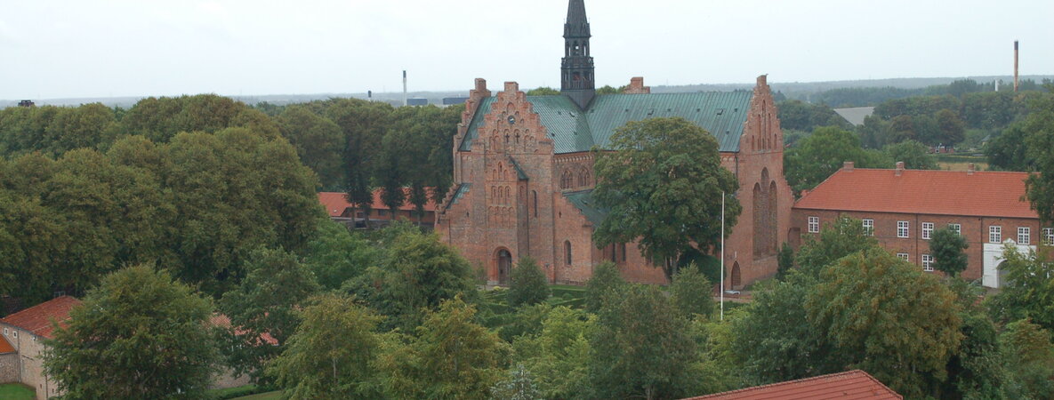 Die Klosterkirche aus der Vogelperspektive