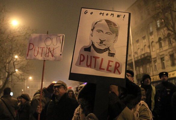 Demonstration gegen Wladimir Putin in Budapest.