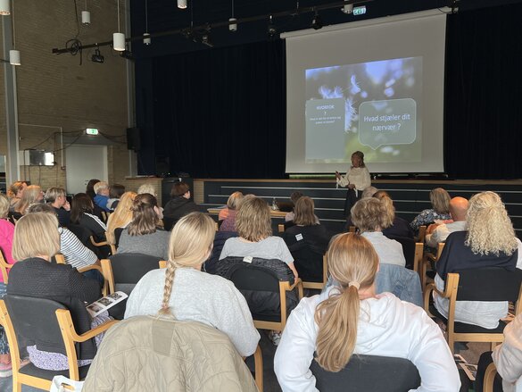Beim Vortrag von Helle Fisker lernten die Mitarbeitenden aus der deutschen Minderheit etwas über Achtsamkeit und positive Psychologie.