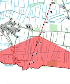 Eine Karte, die zeigt, wo die Strommasten bei der Grenze platziert werden